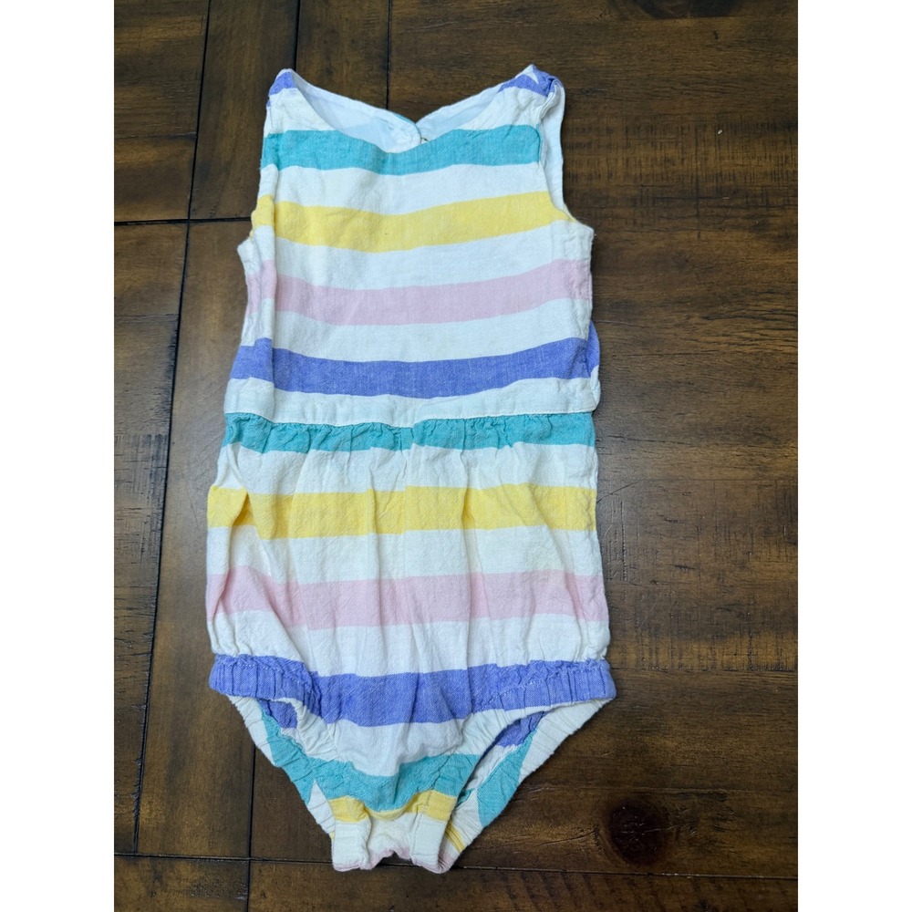 Tea Collection Girls Multi‎ Color Striped Sleeveless Romper 18-24 Months